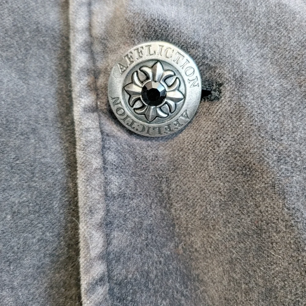 Affliction Men's Dark Green Gray Red Label Premium Cotton Sport Coat Sz 44/46